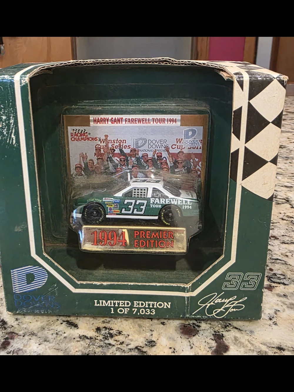 Harry Gant #33 Farewell Tour 1994 Die-Cast Race Car Toy - Green - AUTOGRAPHED!